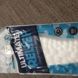 Cloud Sole Ultimate Relief Insoles -All-Day Comfort, Size 8, White/Blue